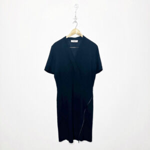 MM LAFLEUR Tory Dress faux wrap black crepe career classic womens 10